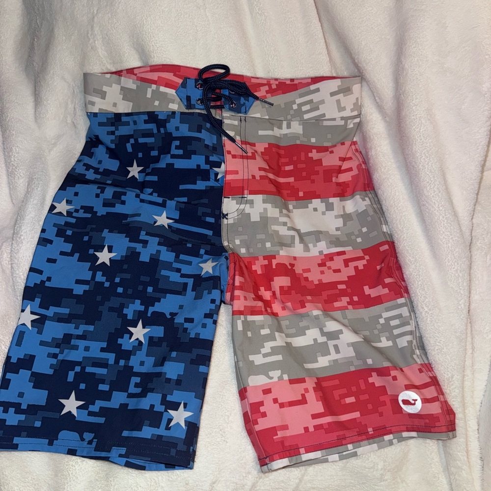 Vineyard Vines Red and Gray Camo Shorts